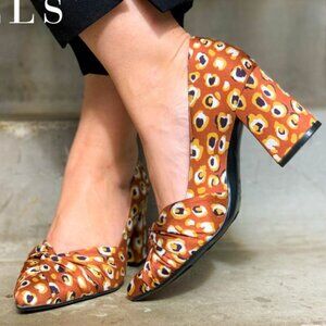 NWT Naturalizer Helena 3" Chunky Block Heel Pumps Pointed Toe Leopard Print 7.5